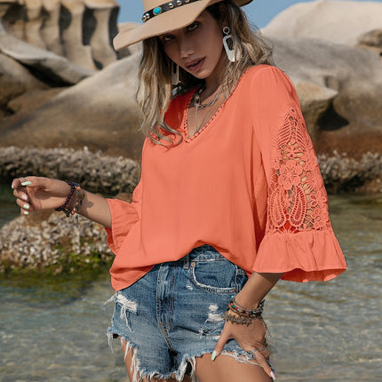 Lace Detail V-Neck Blouse