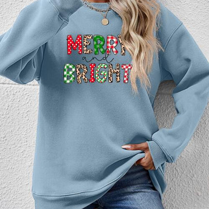 MERRY AND BRIGHT Round Neck Sweatshirt