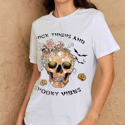 Simply Love Full Size THICK THIGHS AND SPOOKY VIBES Graphic Cotton T-Shirt