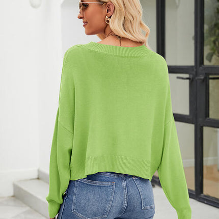 Eyelet Button Front Long Sleeve Cardigan