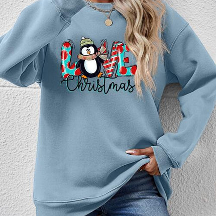 LIVE CHRISTMAS Drop Shoulder Round Neck Sweatshirt