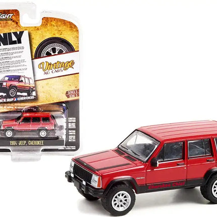 1984 Jeep Cherokee Chief Red with Black Stripes "Only in a Jeep Cherokee" "Vintage Ad Cars" Series 5 1/64 Diecast Model Car by Greenlight
