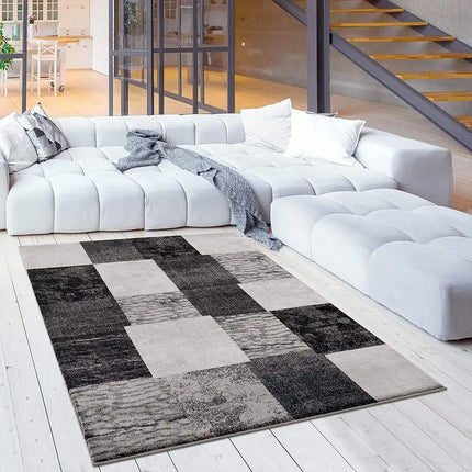 7' X 9' Gray Geometric Blocks Area Rug