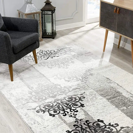 7' X 9' Gray Faded Filigree Pattern Area Rug