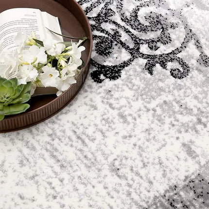 7' X 9' Gray Faded Filigree Pattern Area Rug