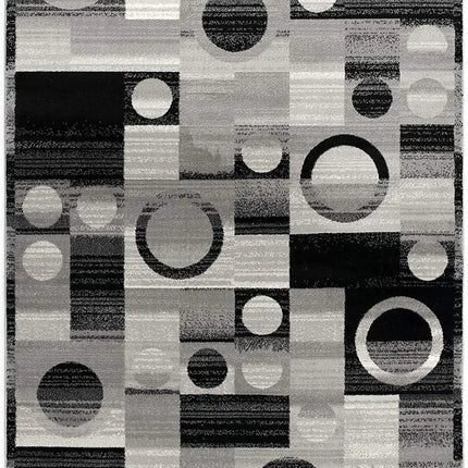 7' X 9' Gray Blocks And Rings Area Rug