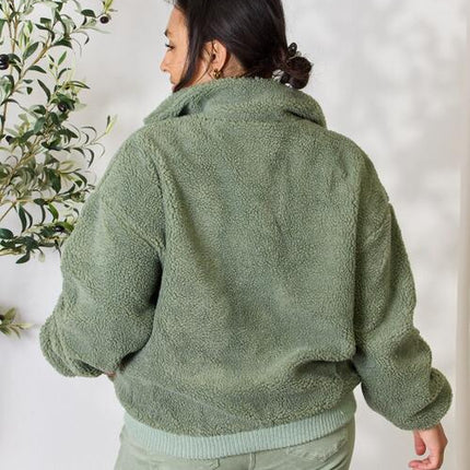 Heimish Full Size Zip Up Collared Neck Jacket - Vickie Lynn's