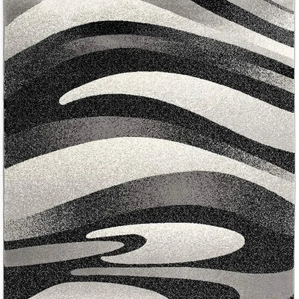 7' X 9' Black And Gray Abstract Marble Area Rug