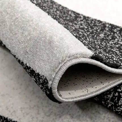 7' X 9' Black And Gray Abstract Marble Area Rug