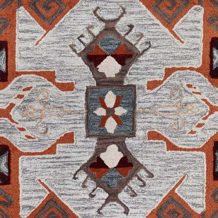 6' Round Terracotta Tribal Area Rug