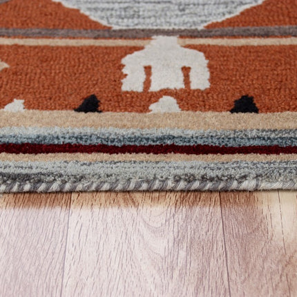 6' Round Terracotta Tribal Area Rug