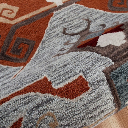 6' Round Terracotta Tribal Area Rug