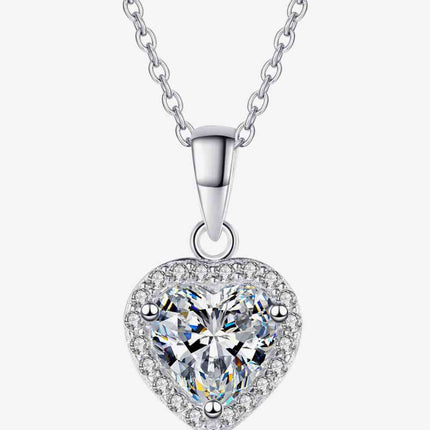 1 Carat Moissanite Heart Pendant Chain Necklace