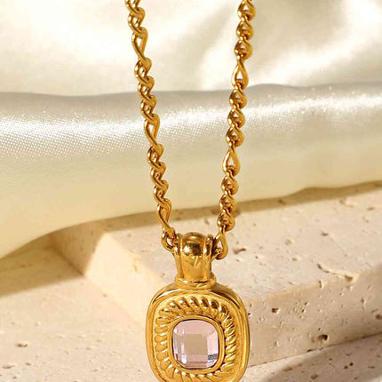 18K Gold Plated Inlaid Rhinestone Pendant Necklace