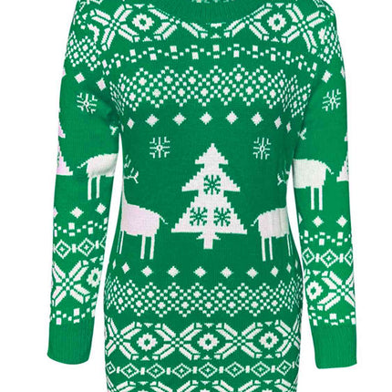 Christmas Element Round Neck Mini Sweater Dress