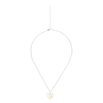 Mother and Child Pave Heart Pendant Necklace