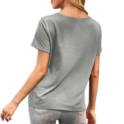 Women's Sexy Deep V Neck Cutout Lace Panel T-Shirt