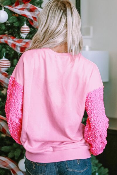 Candy Cane Sequin Long Sleeve Sweatshirt