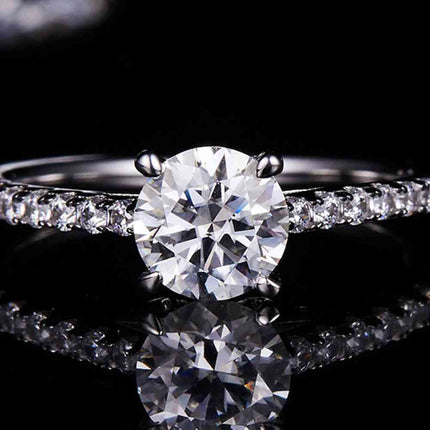 1 Carat Moissanite 925 Sterling Silver Side Stone Ring