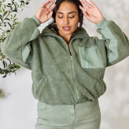 Heimish Full Size Zip Up Collared Neck Jacket - Vickie Lynn's