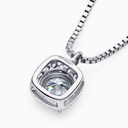 Moissanite Pendant Platinum-Plated Necklace