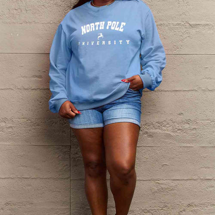 Simply Love Full Size NORTH POLE UNIVERSITY Graphic Sweatshirt