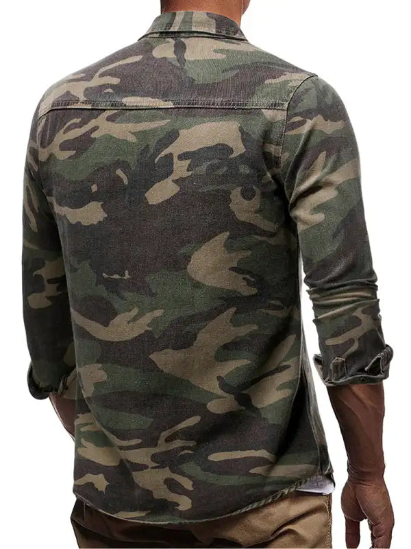 Chaqueta vaquera de camuflaje de manga larga para hombre, ropa de trabajo para montañismo al aire libre, chaqueta superior 