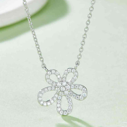 Moissanite Flower Pendant 925 Sterling Silver Necklace