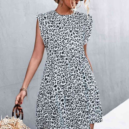 Leopard Round Neck Mini Dress
