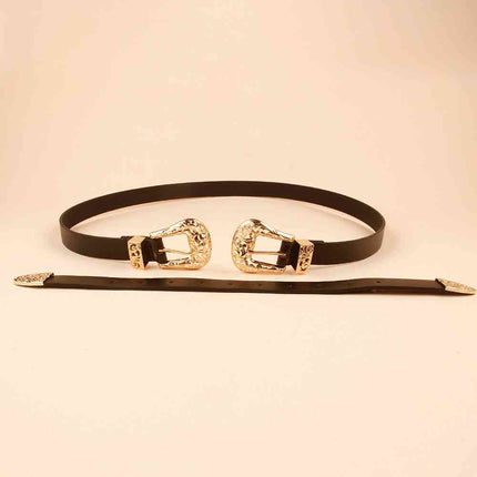 Double Buckle PU Leather Belt