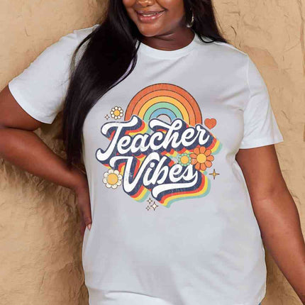 Simply Love Full Size TEACHER VIBES Graphic Cotton T-Shirt