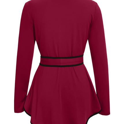 Tied Round Neck Long Sleeve T-Shirt