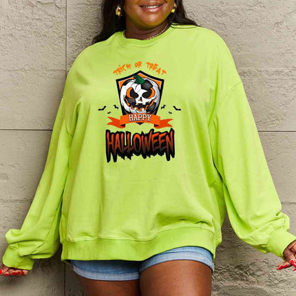 Simply Love Full Size TRICK OR TREAT HAPPY HALLOWEEN Graphic Sweatshirt