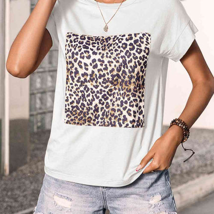 Leopard Graphic Round Neck Tee