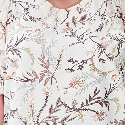 Plus Size Floral Fuff Sleeve Top