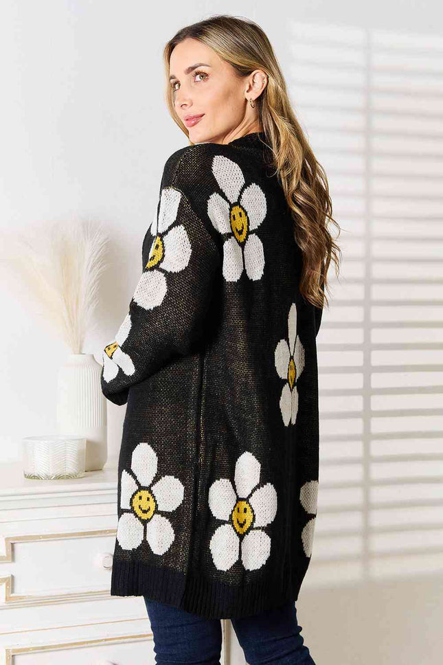 Double Take Floral Button Down Longline Cardigan - Vickie Lynn's