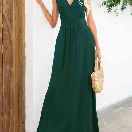 Surplice Neck Sleeveless Maxi Dress