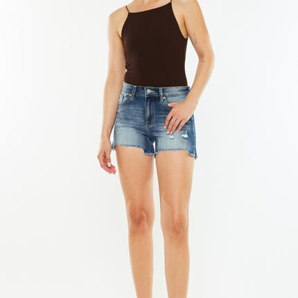 Kancan High Waist Raw Hem Denim Shorts