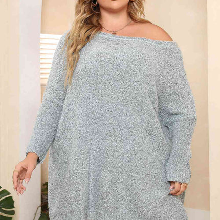 Plus Size Off Shoulder Long Sleeve Pullover Sweater
