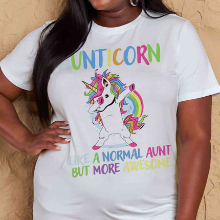 Simply Love Full Size AUNTICORN LIKE A NORMAL AUNT BUT MORE AWESOME Graphic Cotton Tee
