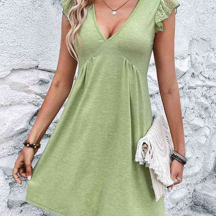 V-Neck Cap Sleeve Mini Dress