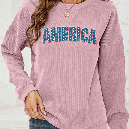 AMERICA Graphic Dropped Shoulder Sweatshirt
