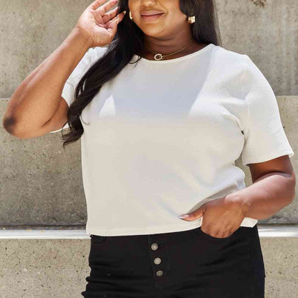 And The Why Pearly White Full Size Criss Cross Pearl Detail Open Back T-Shirt