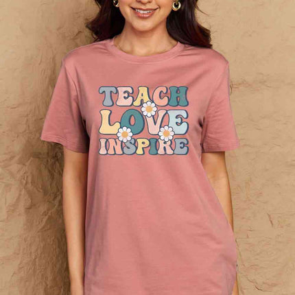 Simply Love Full Size TEACH LOVE INSPIRE Graphic Cotton T-Shirt