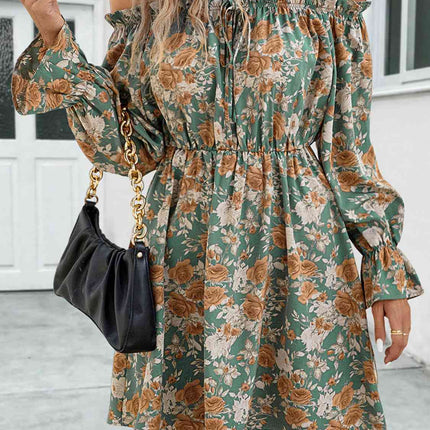 Floral Off-Shoulder Flounce Sleeve Dress