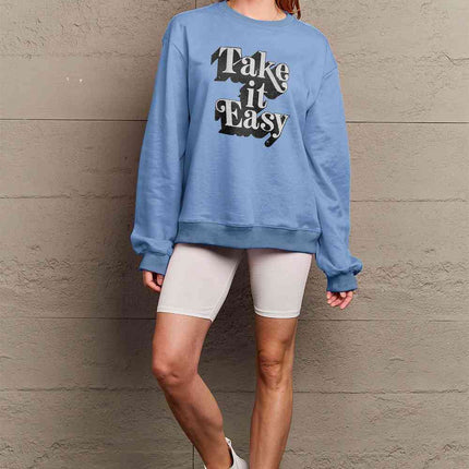 Simply Love Full Size TAKE IT EASY Graphic Sweatshirt