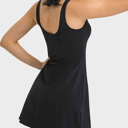 Square Neck Sports Tank Dress with Full Coverage Bottoms - Vickie Lynn's