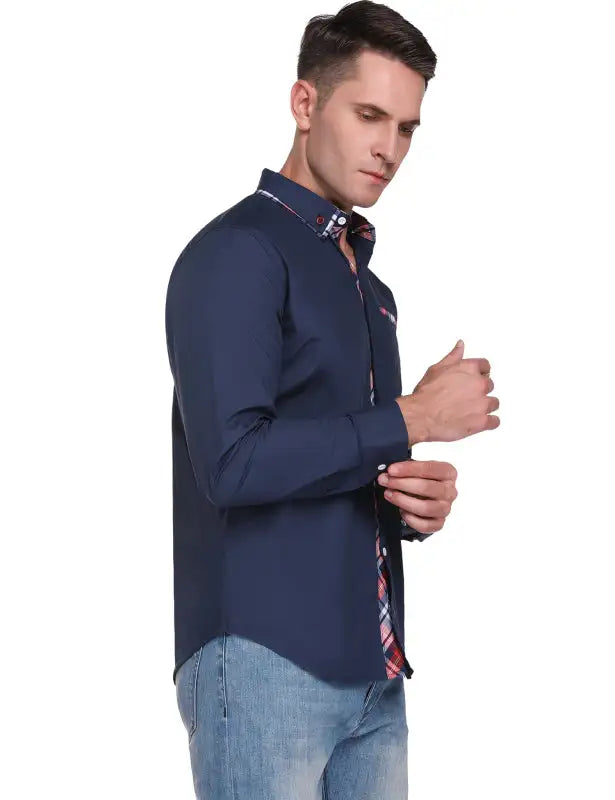 Camisa de manga larga a cuadros para hombre 