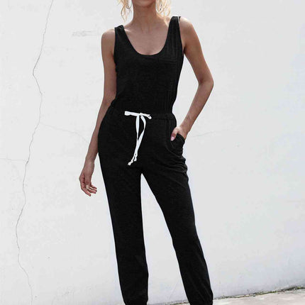 Knot Sleeveless Waist Jumpsuit