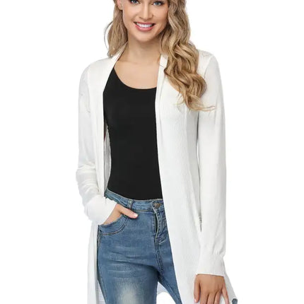 Cárdigan largo calado de punto para mujer 